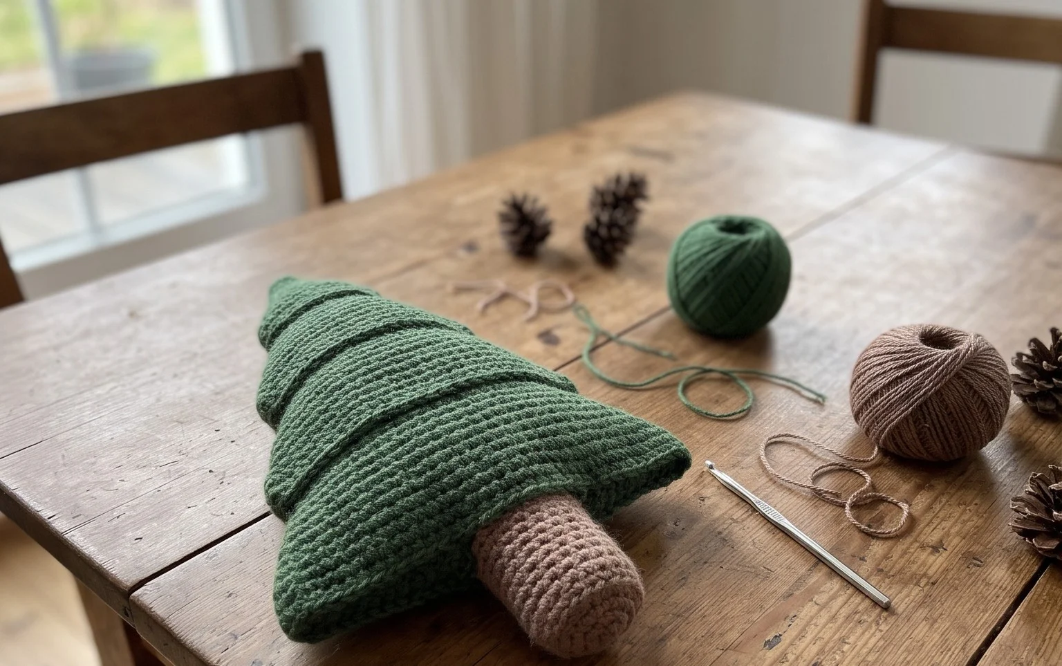 Kleinen Weihnachtsbaum häkeln: Kostenlose Anleitung